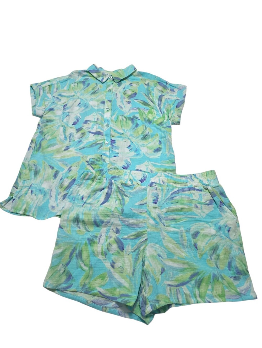 Belle Beach By Kim Gravel Palm Beach 100% Cotton Gauze Set Top(S) Short(L)